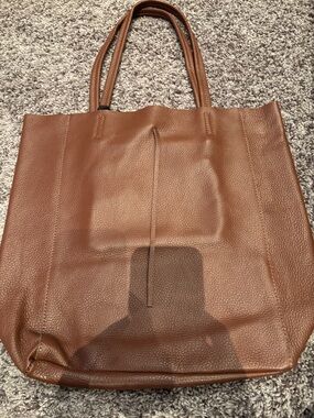 Everyday Brown Pebbled Leather Tote Bag - Women's Shoulder Tote